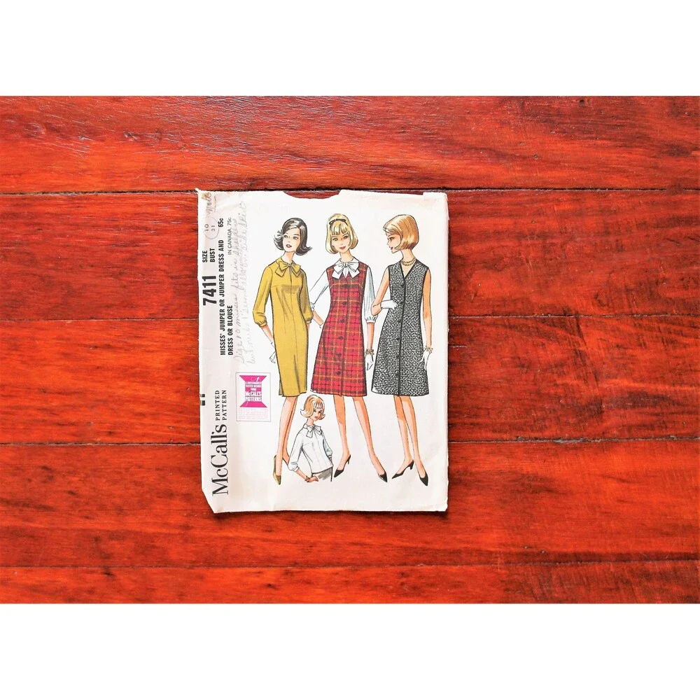 McCalls 7411 60s Vintage Sewing Pattern Mod Jumper Dress